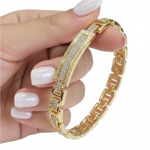 Elegant Gold Bracelet with Silver Accents